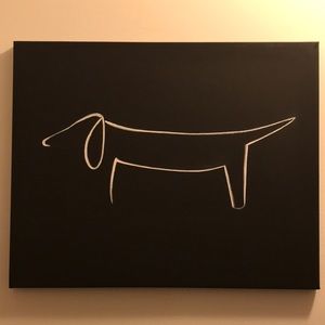 Wall art white acrylic dachshund black canvas